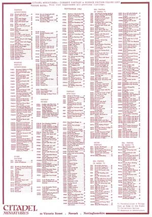 November 1982 Price List