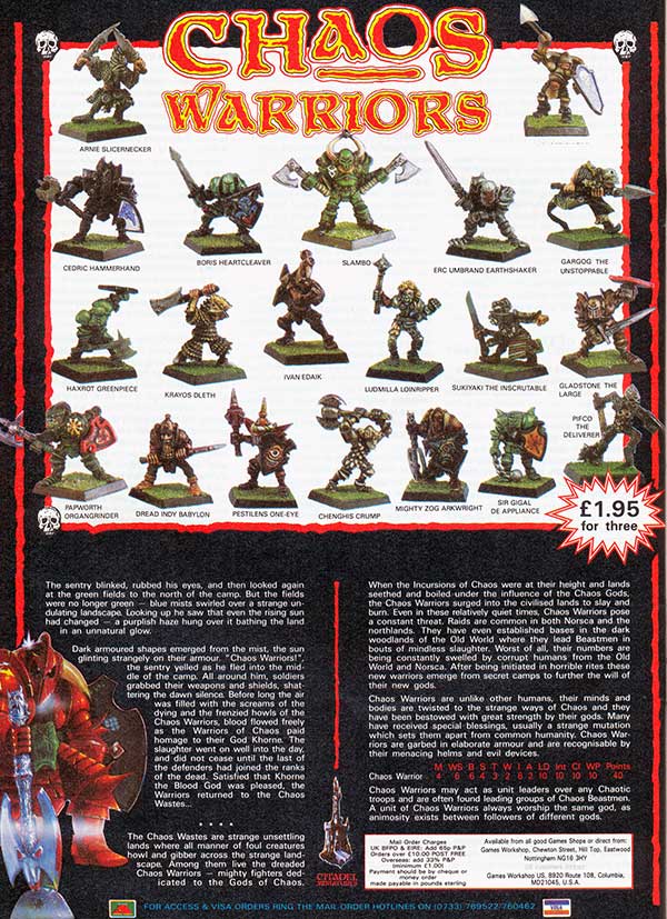 1985 CHAOS WARRIOR 0201 22 ch2 Mighty zog Arkwright Citadel Warhammer fighter GW 