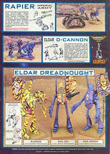 RT505 Rapier / RT404 Eldar D-Cannon / RT403 Eldar Dreadnought - White Dwarf 100