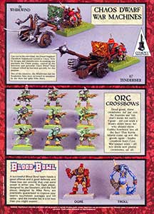 CH Chaos Dwarf Whirlwind, Tenderiser / ORC1 Orc Crossbows / BB107 Blood Bowl Ogre, Troll - White Dwarf 103
