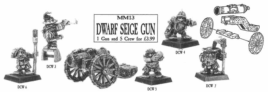 1989 Marauder Dwarf MM13 Siege Gun Crew Master Gunner Cannon Warhammer Carriage 