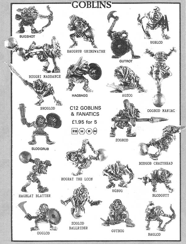 GW Citadel Warhammer Orcs & Goblins C12 Goblin Spearmen Blackleb Ringear 1987 