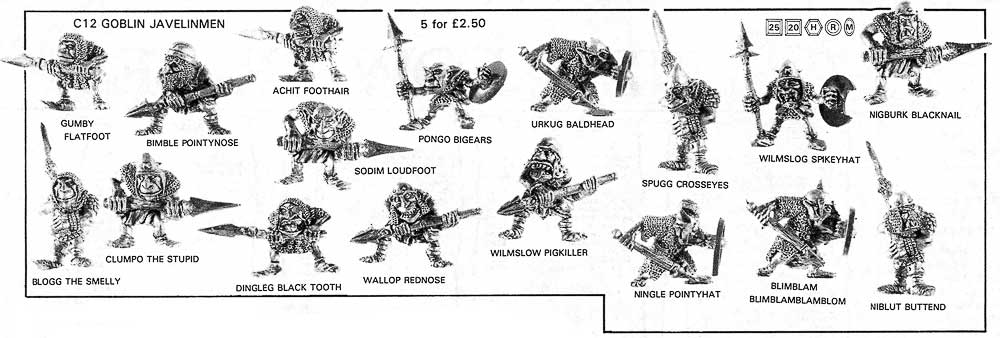 GW Citadel Warhammer Orchi & Goblin C12 Goblin spearmen ellog pointyteeth 1987 