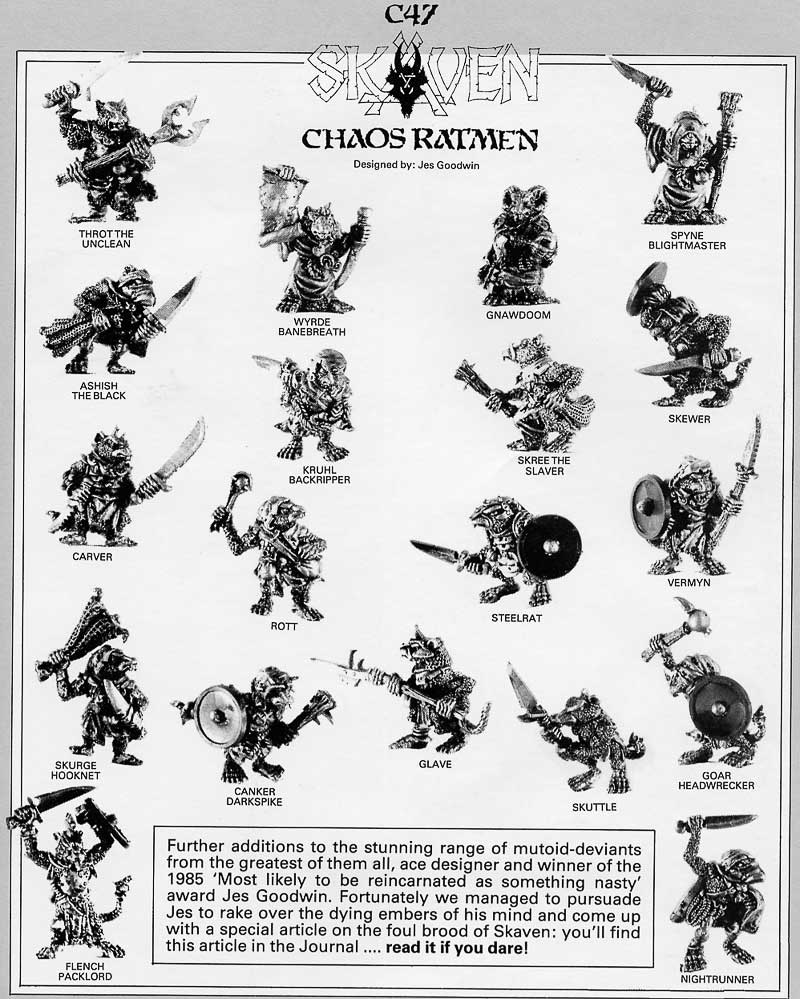 1987 Skaven C47 steentch caos ratmen Citadel Warhammer ejército clanrat stormvermin 