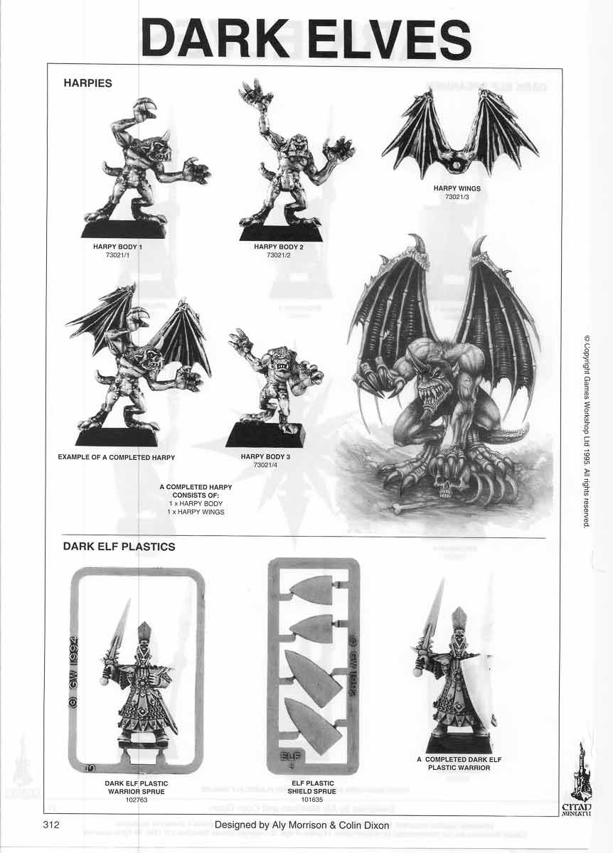 Games Workshop Citadel Warhammer Dark Elves Elf Harpies Harpy 2 2000 Metal OOP