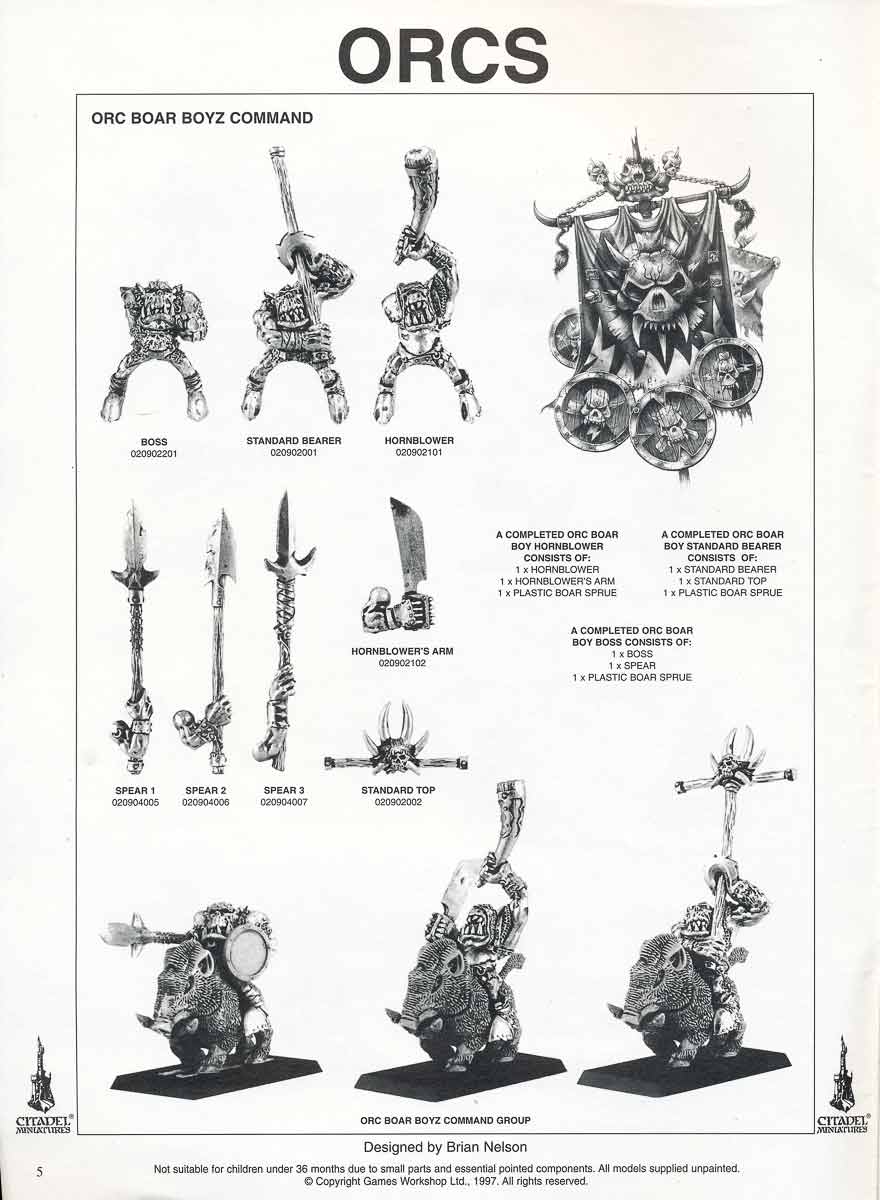 Citadel Warhammer Classic 80s Orc Boar Rider COMANDO GRUPPO Sciamano un fuori catalogo 