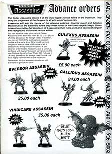 Advance Orders - Codex Assassins