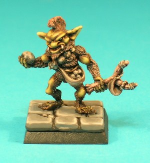 Pose 3. The Youth - This figure is a young, male Bugbear with a mohican-style haircut. He carries a leather shoulder bag full of sling-stones for the catapult he holds in his left hand. In his right hand he hefts a small rock, ready to throw at the nearest adventurer! Pose 3. The Youth - This figure is a young, male Bugbear with a mohican-style haircut. He carries a leather shoulder bag full of sling-stones for the catapult he holds in his left hand. In his right hand he hefts a small rock, ready to throw at the nearest adventurer!