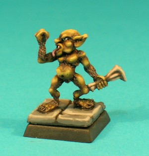 Pose 4. The Baby - This a baby Bugbear, standing upright and giving an impudent, clenched-fist gesture and holding a small bone club on his left hand. Pose 4. The Baby - This a baby Bugbear, standing upright and giving an impudent, clenched-fist gesture and holding a small bone club on his left hand.