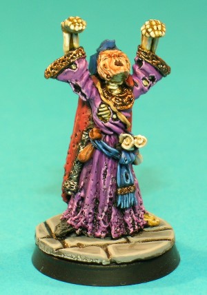 Pose 1, variant B. This variant has a flesh-covered face, and wears a battered wizard's hat with a brim. His mouth is open as if moaning and he looks sharply upwards. Pose 1, variant B. This variant has a flesh-covered face, and wears a battered wizard's hat with a brim. His mouth is open as if moaning and he looks sharply upwards.